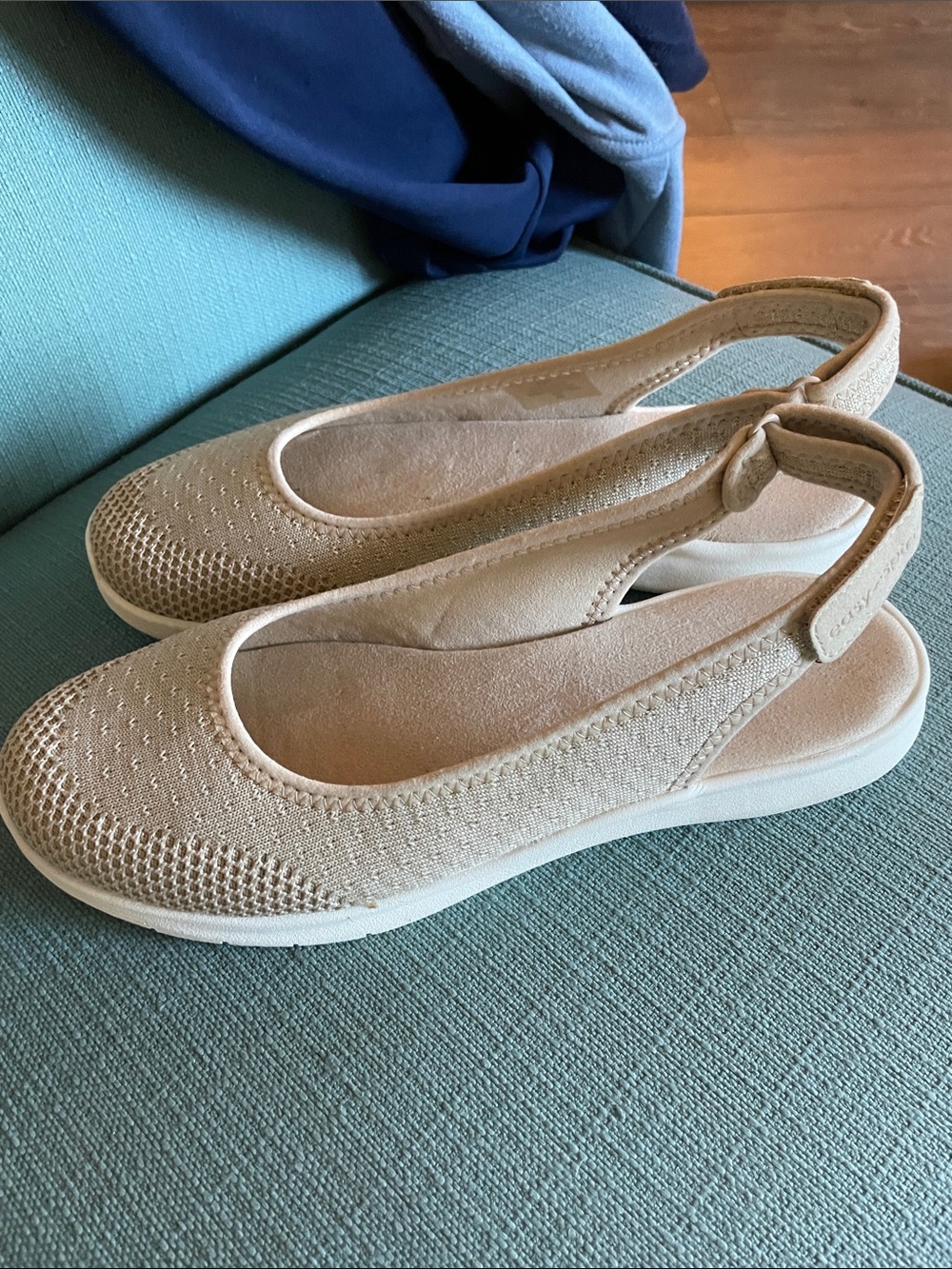Easy Spirit Beige Knit Slingback Comfort Sandals New